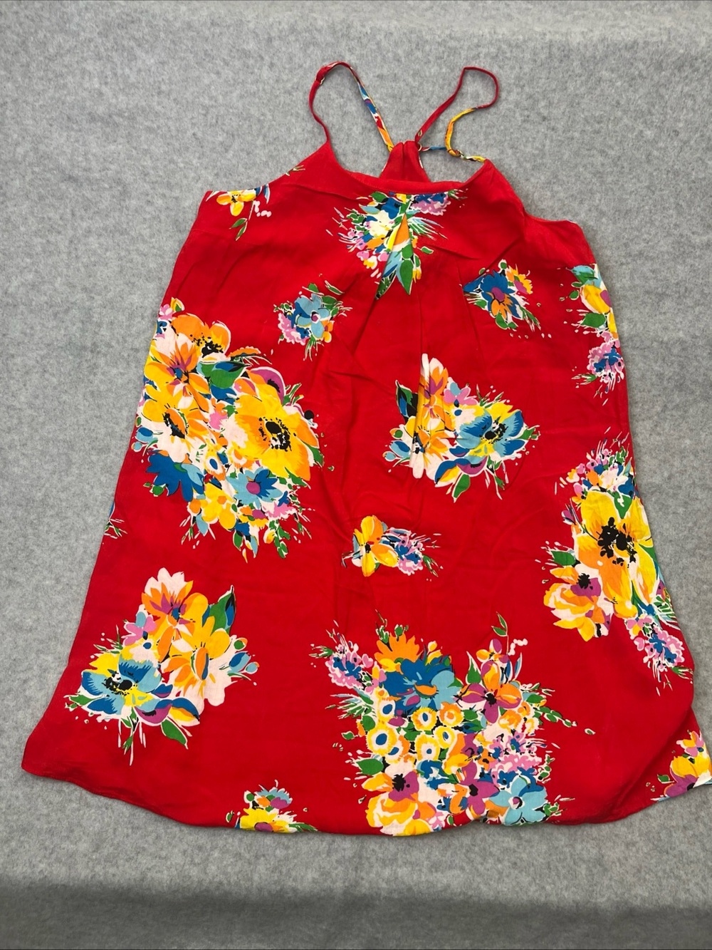 Polo Ralph Lauren Women’s Red Yellow Sleeveless Blouse Size 12 Flowers Summer